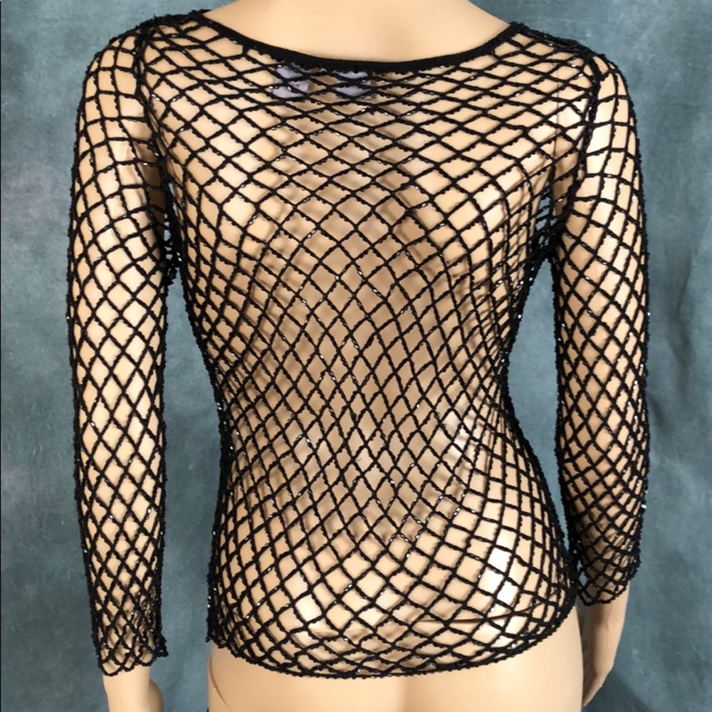 Silk Beaded Fish Net Top size M - Picture 2 of 8